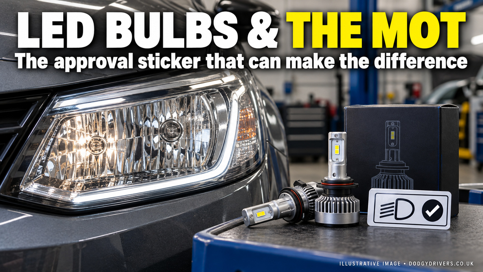 Approved LED bulbs can now pass an MOT in halogen headlamps, but only with the right sticker