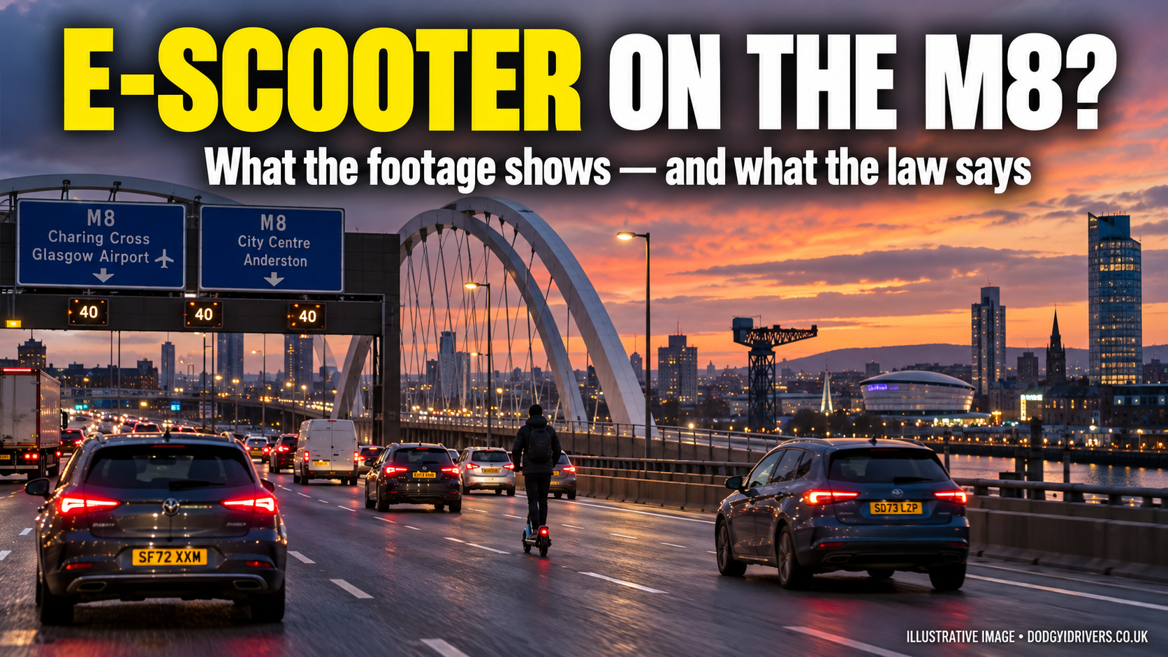 E-scooter filmed crossing lanes on Glasgow’s M8 Kingston Bridge: what the law says